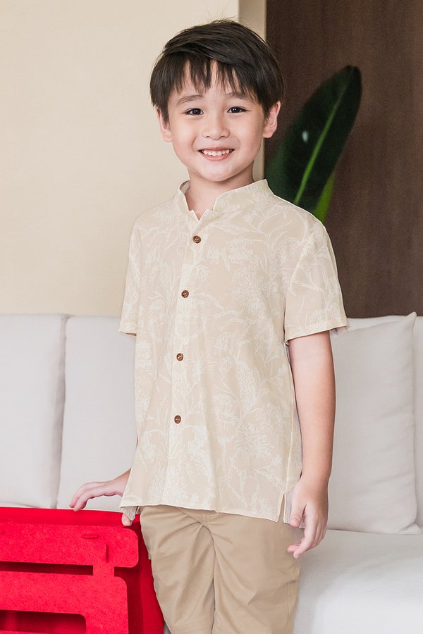 Kids Dane Mandarin Collar Shirt (Sand Peach Batik)