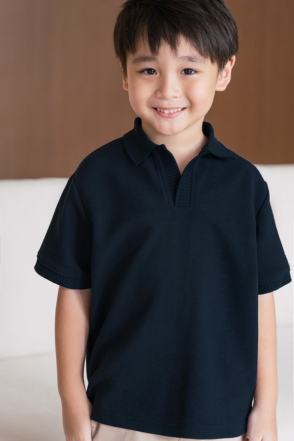 Kids Keane Polo Knit Top (Midnight)
