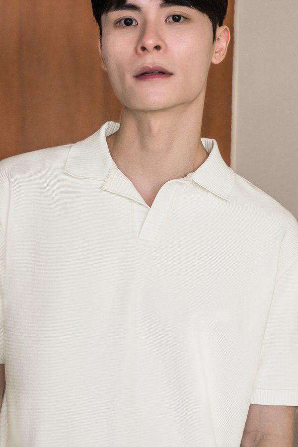 Kyle Polo Oversize Knit Top (Cream)
