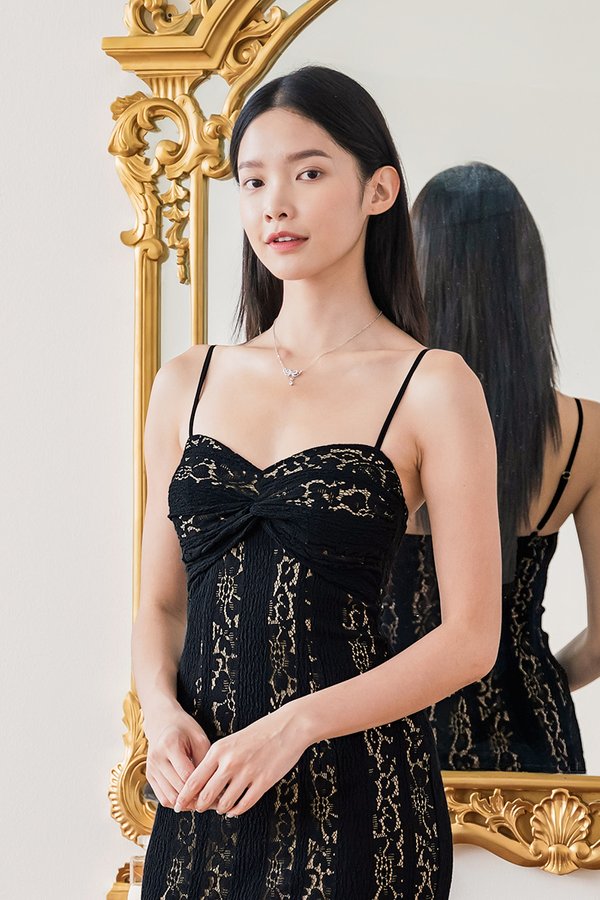 Lacey Padded Sweetheart Mermaid Maxi Dress (Black)