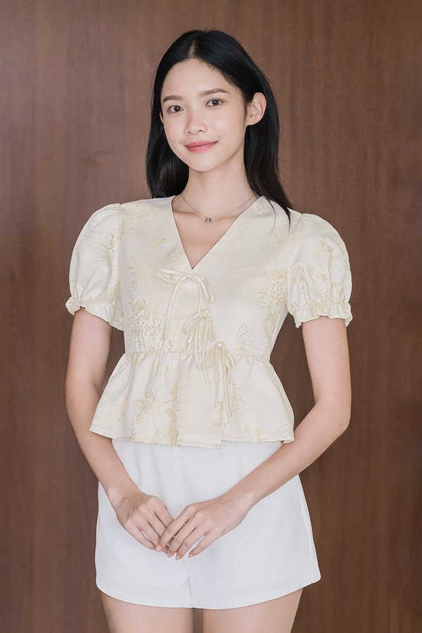 满乐 Man Le Ribbon Peplum Top (Golden Treasures)