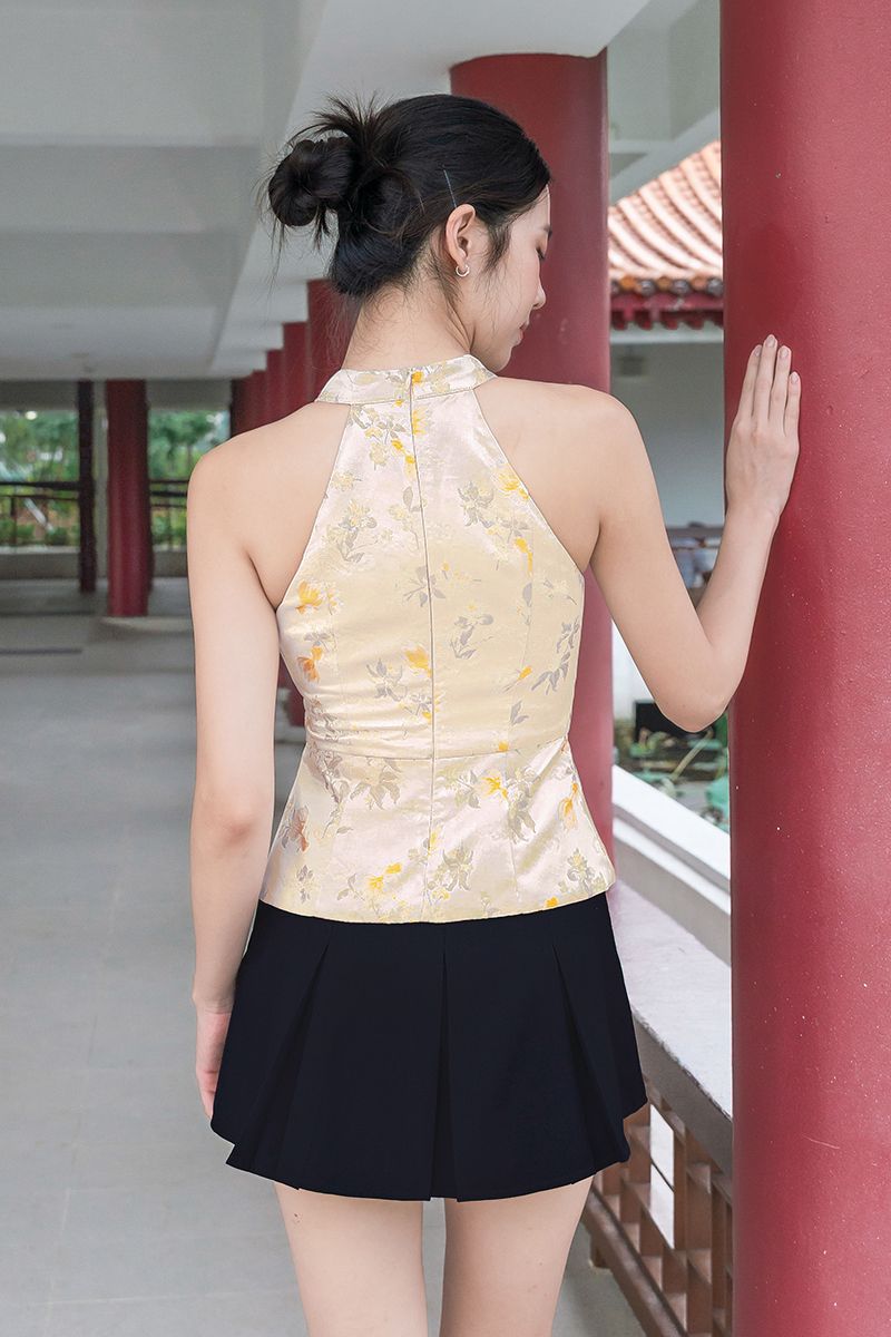 福 Fu Padded Ribbon Cheongsam Top (Oriental Mural) | Dear Lyla
