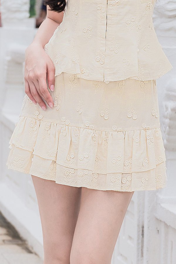 Aria Elasticised Flutter Skorts (Beige Embroidery)