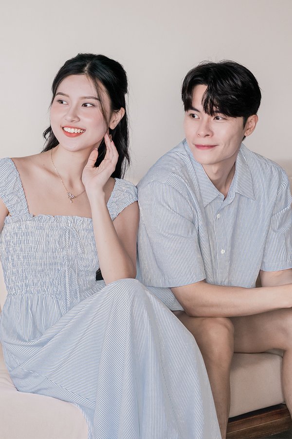 Joel Oversize Collar Shirt (Blue Stripes)