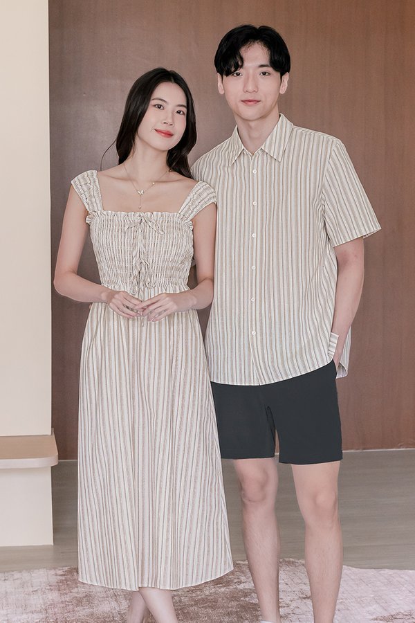 Benjamin Oversize Collar Shirt (Brown Stripes)