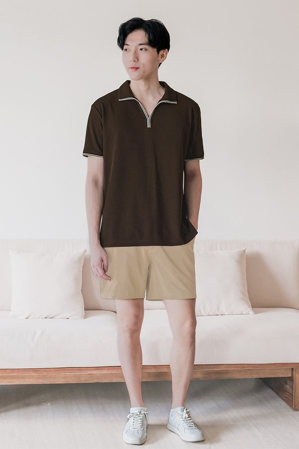 Camden Polo Contrast Collar Shirt (Brown)