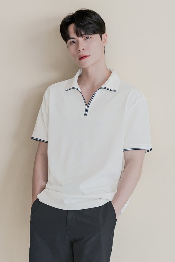 Camden Polo Contrast Collar Shirt (White)