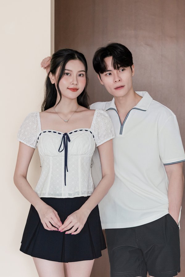 Camden Polo Contrast Collar Shirt (White)