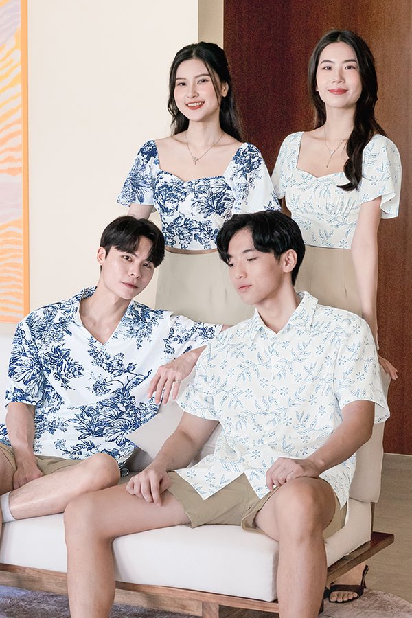 Oliver Polo Oversize Collar Shirt (Navy Earthy Bliss)