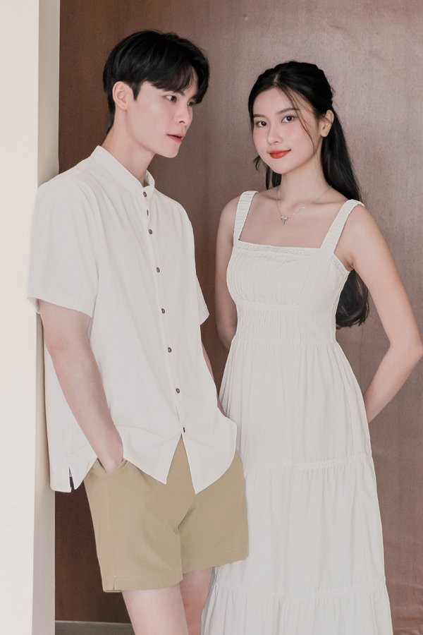 *RESTOCKED* Hans Mandarin Collar Shirt (Off-White)