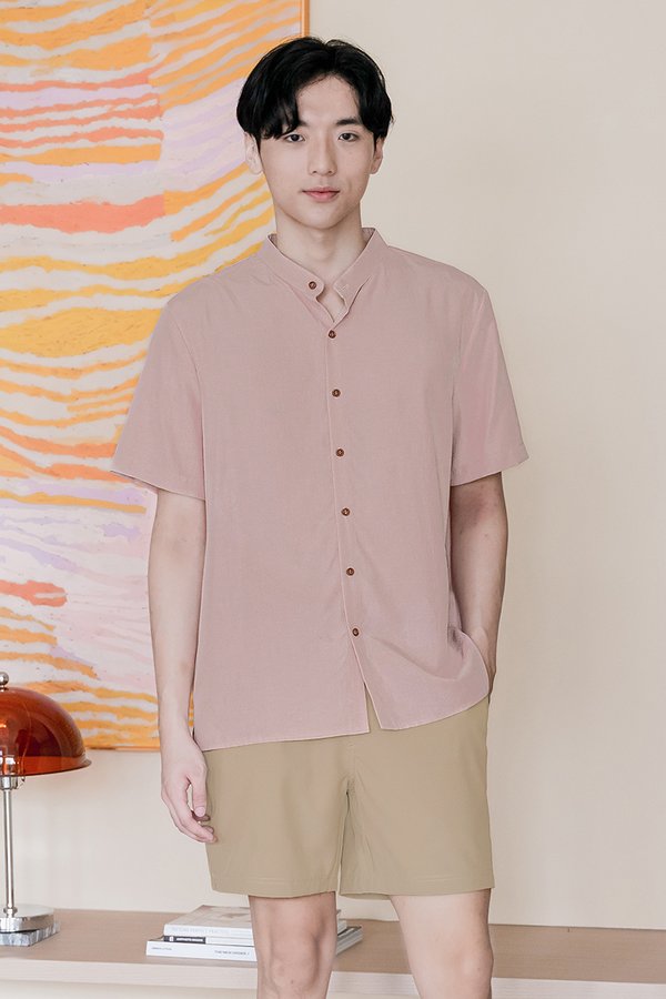 Hans Mandarin Collar Shirt (Pink)