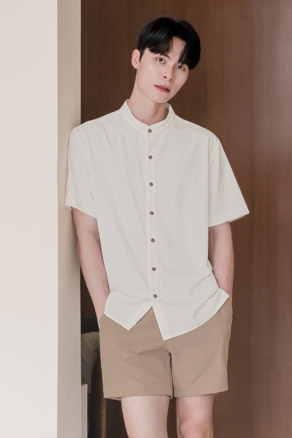 *RESTOCKED* Hans Mandarin Collar Shirt (Off-White)
