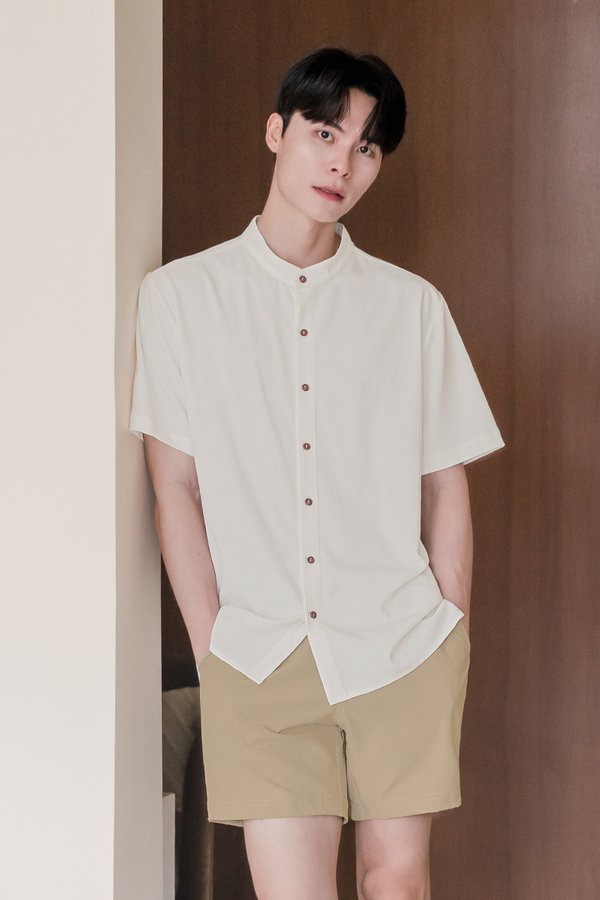 *RESTOCKED* Hans Mandarin Collar Shirt (Off-White)