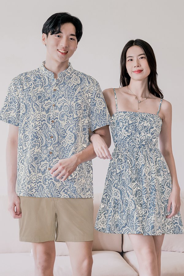 Jadine Padded Folds Dress (Royal Tropical Batik)