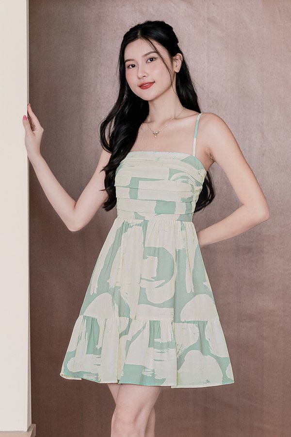 Jadine Padded Folds Dress (Sage Artistry)