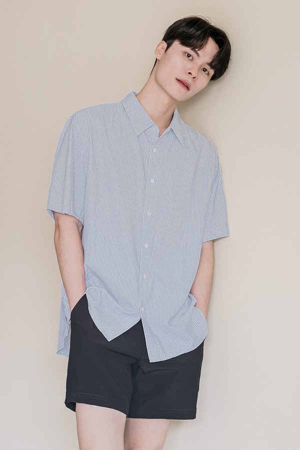 Joel Oversize Collar Shirt (Blue Stripes)