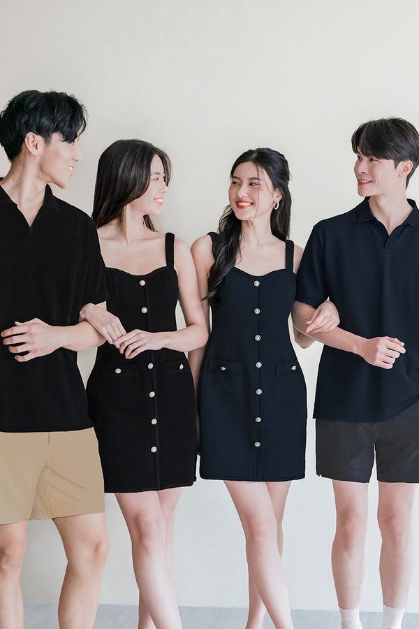 Kendall Padded Braided Trim Dress (Midnight)