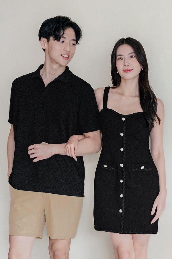 Kyle Polo Oversize Knit Top (Black)