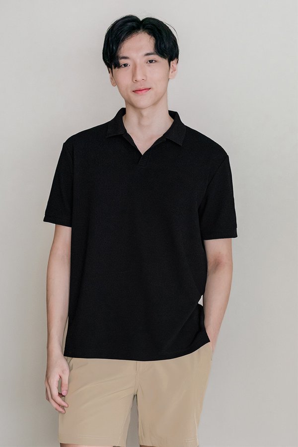Kyle Polo Oversize Knit Top (Black)