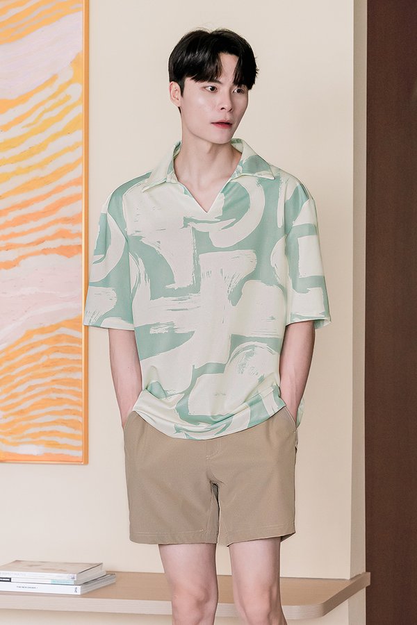 *RESTOCKED* Oliver Polo Oversize Collar Shirt (Sage Artistry)