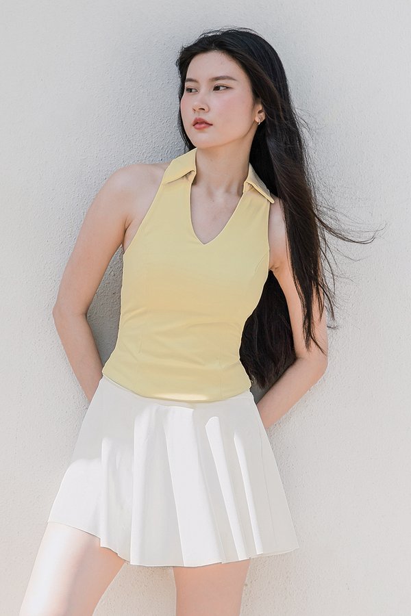*PREORDER - ETA 13 APR* Destiny UV50+ Padded Collar Halter Top (Pastel Yellow)