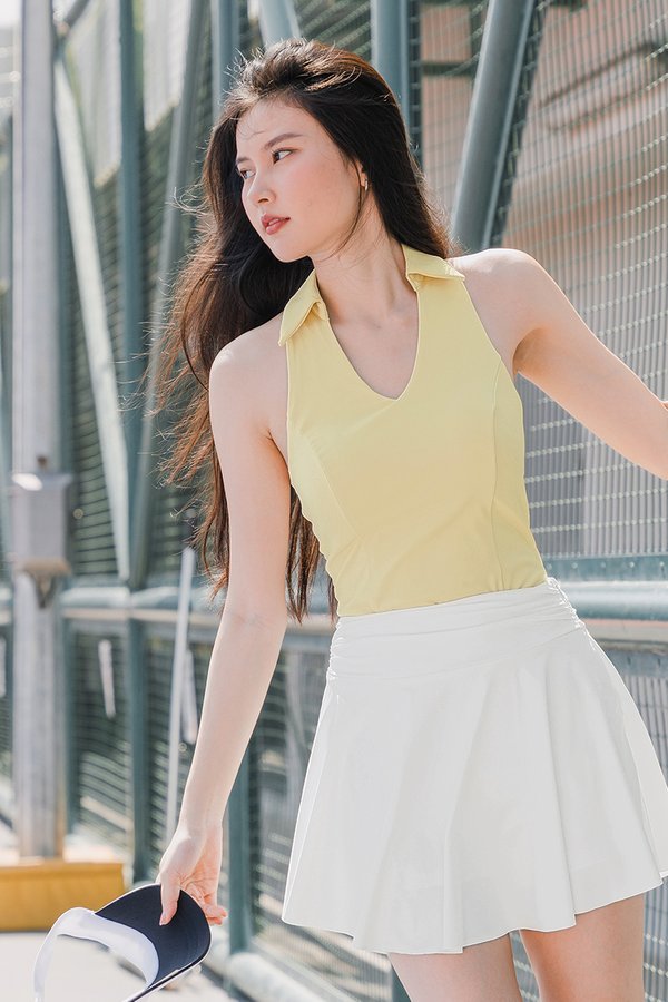 *PREORDER - ETA 13 APR* Destiny UV50+ Padded Collar Halter Top (Pastel Yellow)