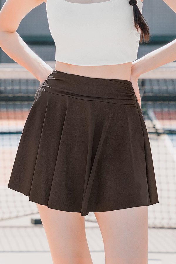 Elodie UV50+ Ruched Waist Skorts (Coffee)