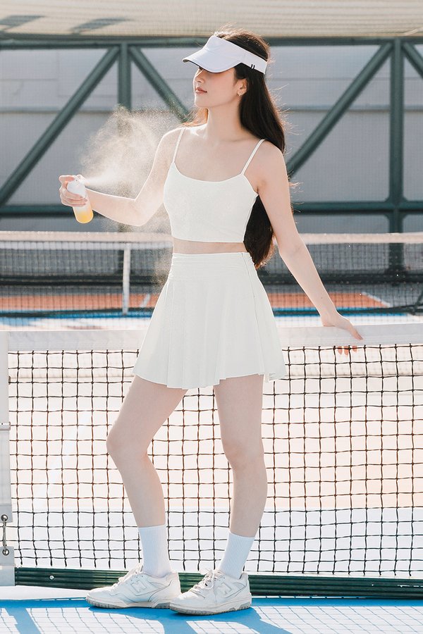 Elodie UV50+ Ruched Waist Skorts (White)