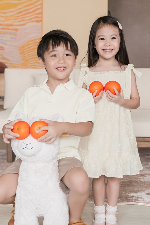 Kids Keane Polo Knit Top (Cream)