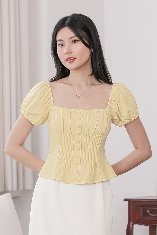 Clover Padded Pintuck Top (Daffodil)