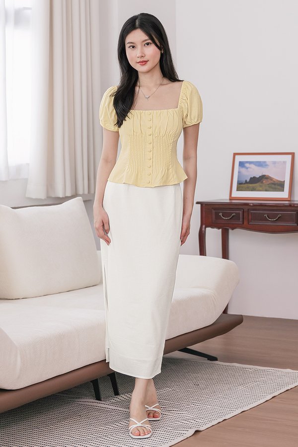 Clover Padded Pintuck Top (Daffodil)