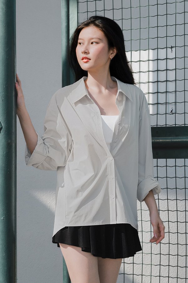 Eden UV50+ Button Oversize Shirt (Light Grey)