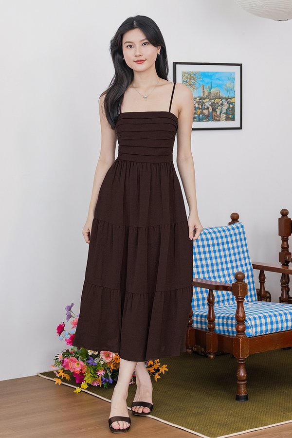 Jan Padded Folds Midaxi Dress V2 (Coffee)