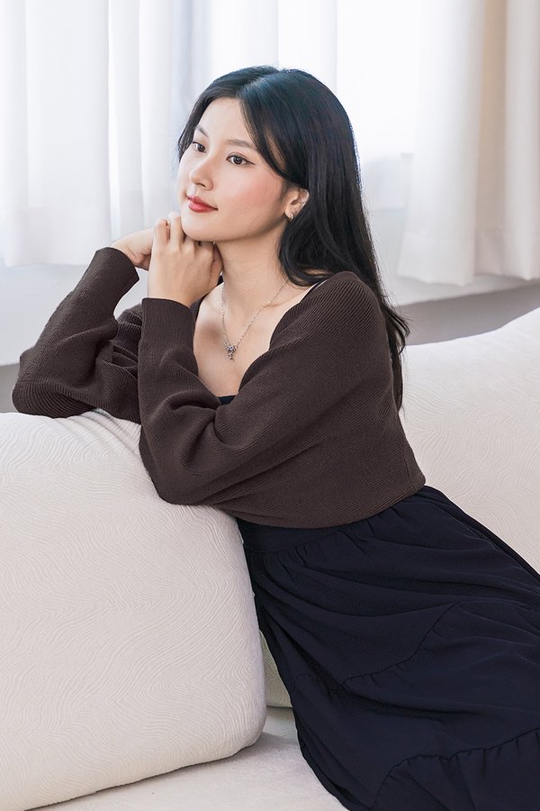 Lindy Slouchy Cardigan (Dark Brown)