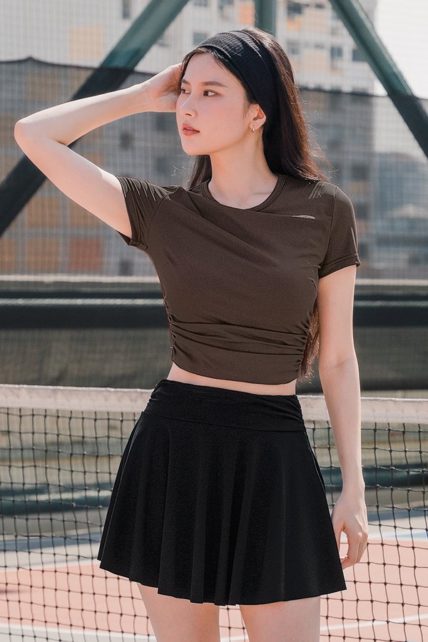 Nova UV50+ Padded Ruched Baby Tee (Coffee)