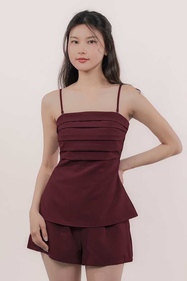 Bree Padded 2-Way Folds Top (Maroon)