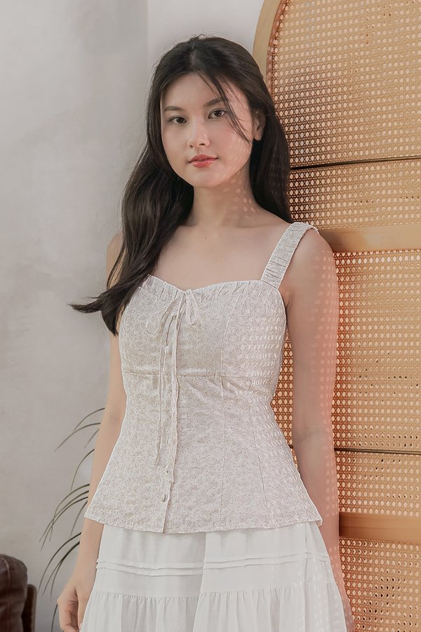 Aurelia Padded Ruched Strap Top (Rosy Blooms)