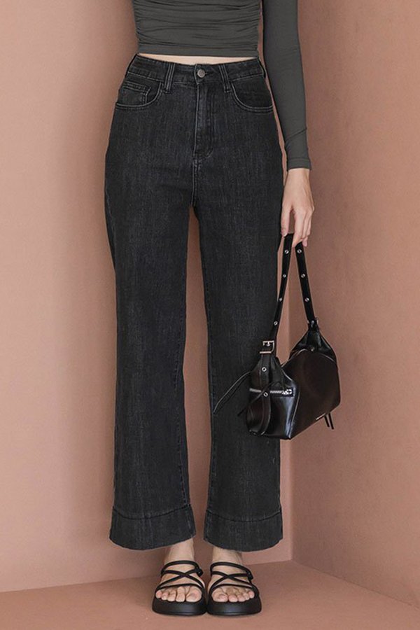 *RESTOCKED II * Kelly Wide Leg Denim Pants - Regular (Black Denim)