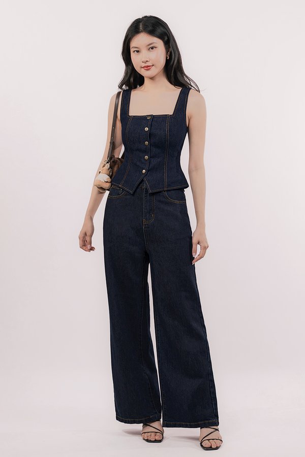 Kinsley Wide Leg Baggy Jeans - Petite (Vintage Wash)