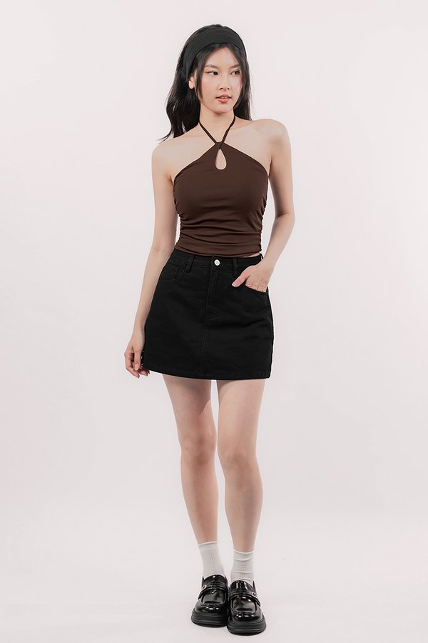 Paige Padded Halter Top (Pecan Brown)