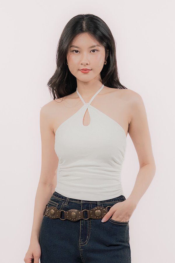 Paige Padded Halter Top (White)