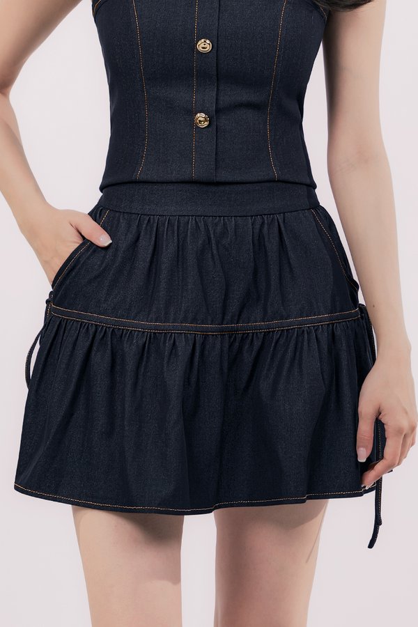 Terra Contrast Trim Denim Skorts (Dark Denim)