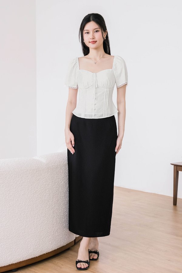 Cleo Back Slit Midaxi Skirt (Black)