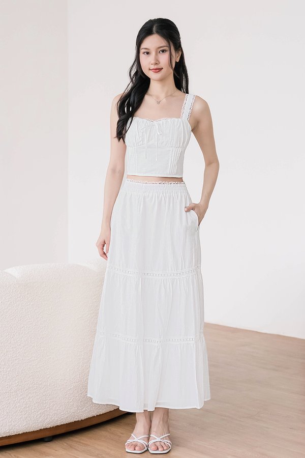 Nyla Padded Lace Trim Top (White)