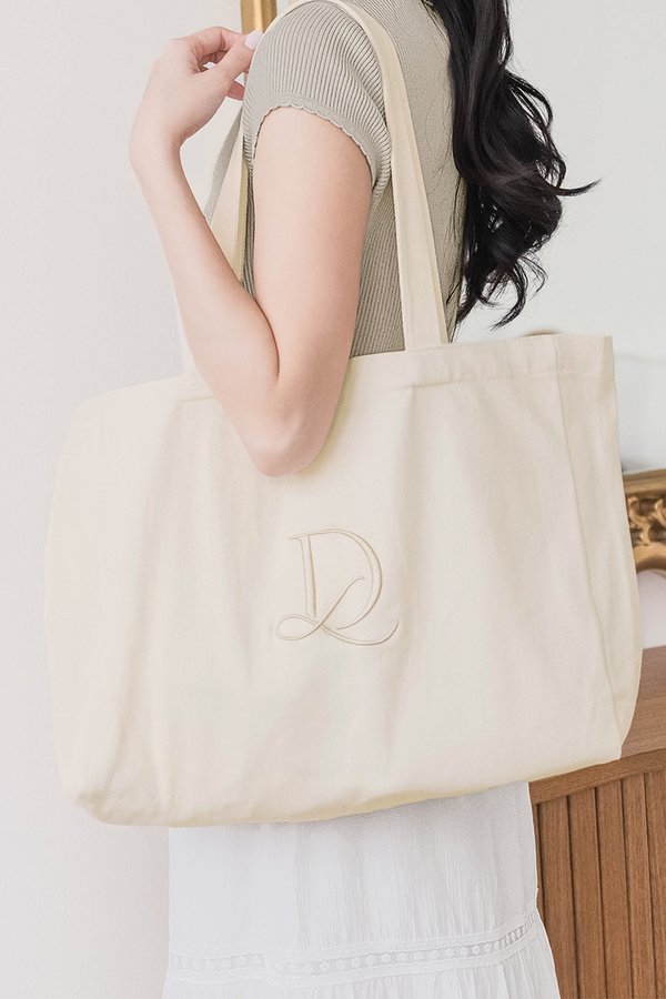 Dear Lyla Monogram Tote Bag (Natural)