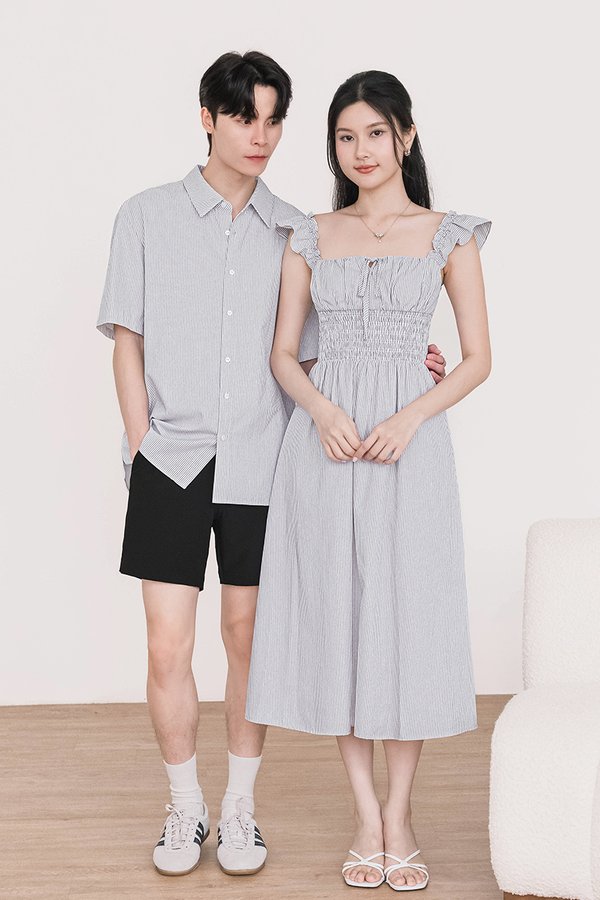 Joel Oversize Collar Shirt (Midnight Stripes)