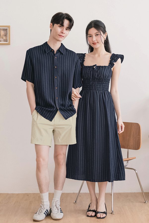 Kyden Collar Shirt (Navy Pinstripes)