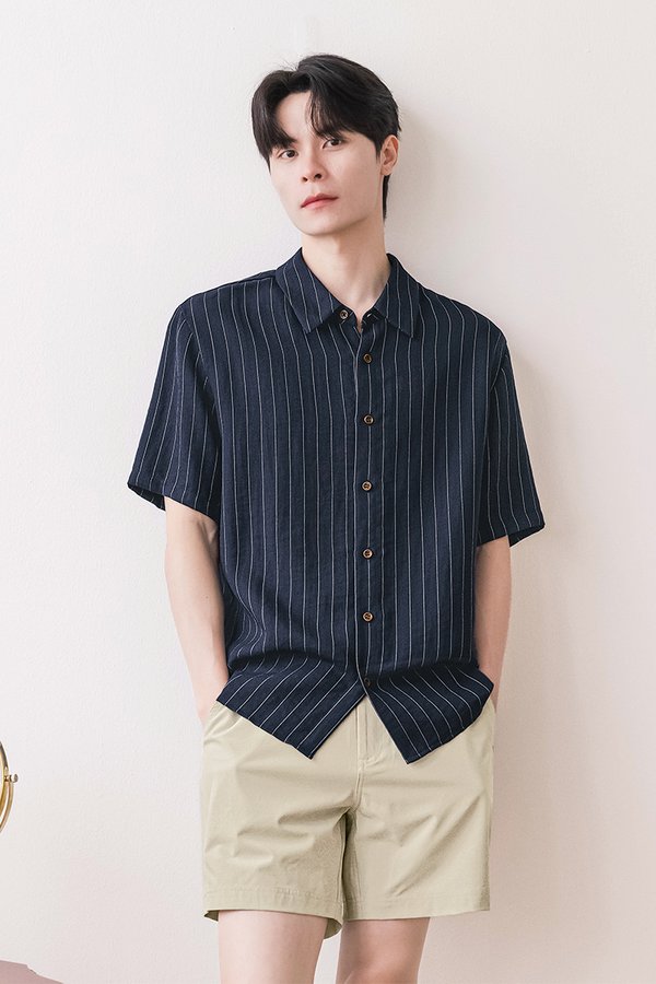 Kyden Collar Shirt (Navy Pinstripes)