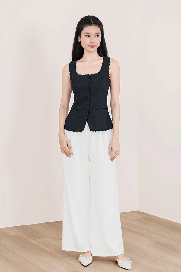 Blaire Padded Button Vest Top (Midnight)