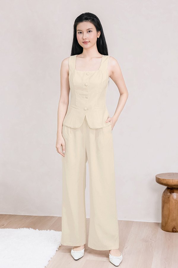 Noah Tencel Wide Leg Pants V2 - Petite (Oat)